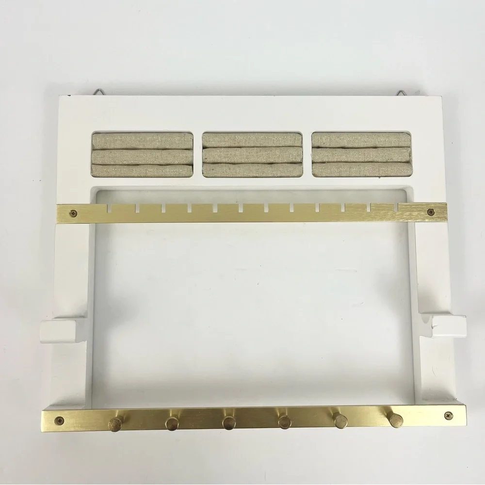 Jewelry Accessory Frame by Hives & Honey White and Gold Wall Mounting Organizer